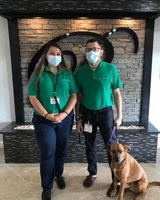 PRHC-2 staff members with a dog